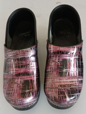 Dansko Women's Pink and Black Printed Clogs